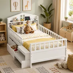 Single Bed Frame: 202cm x 97cm with Storage & LED