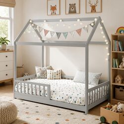 Specifications of Kids Wooden House Bed Frame in Grey