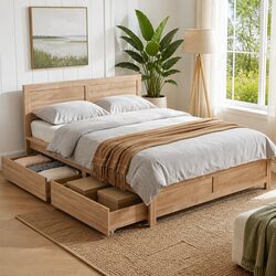 Double Bed Frame Specifications with Storage Drawers