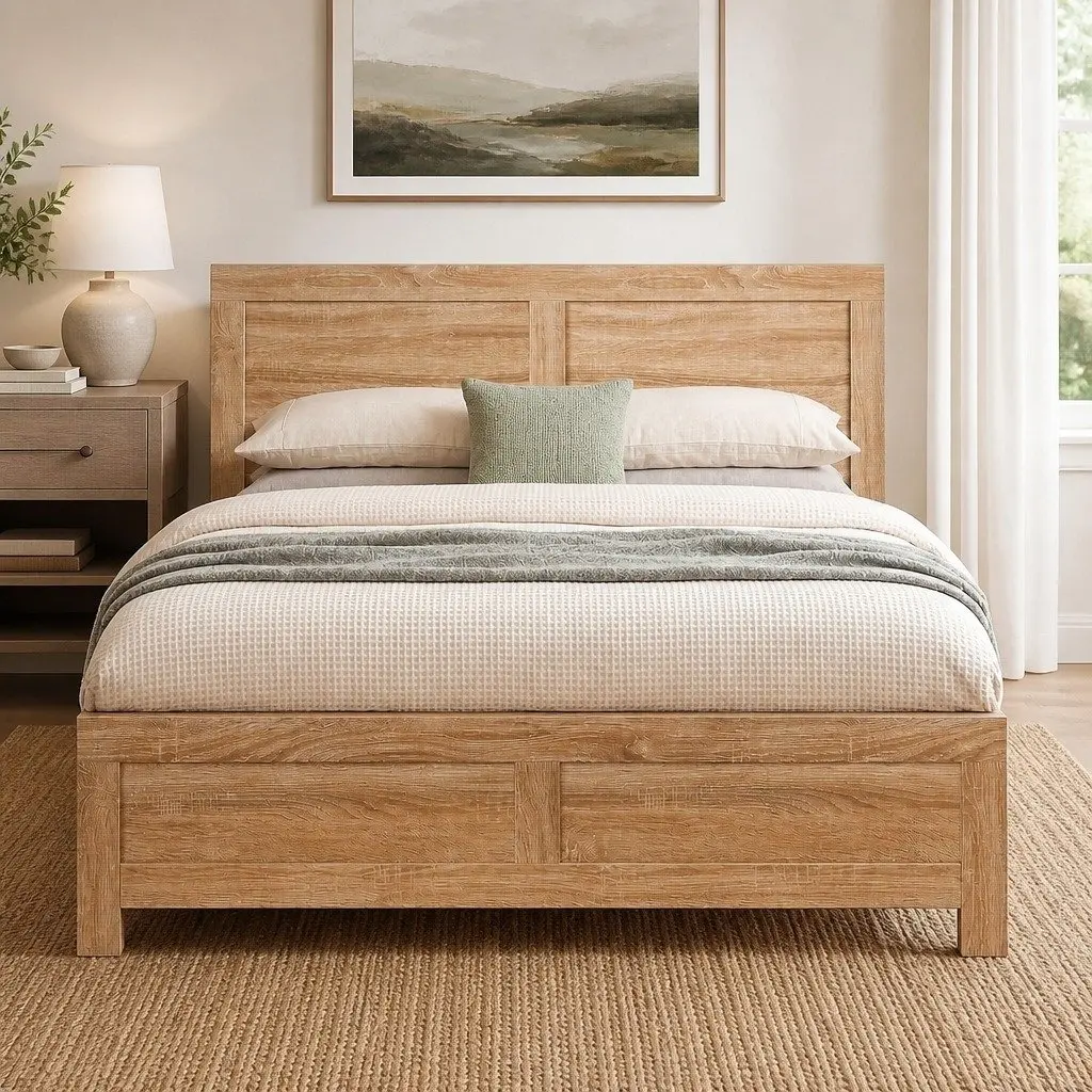 King Single Bed Frame Wooden Base Bedroom Furniture 122cm W x 210cm L x 90cm H