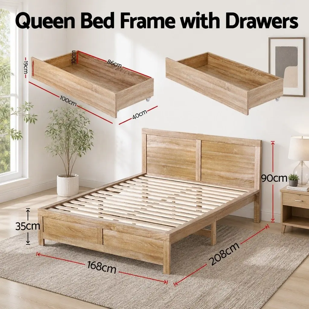 Queen Size Bed Frame with Storage