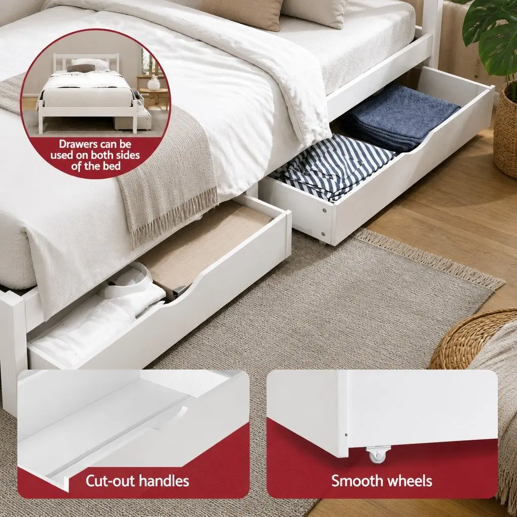 King Single Bed Frame with Drawers