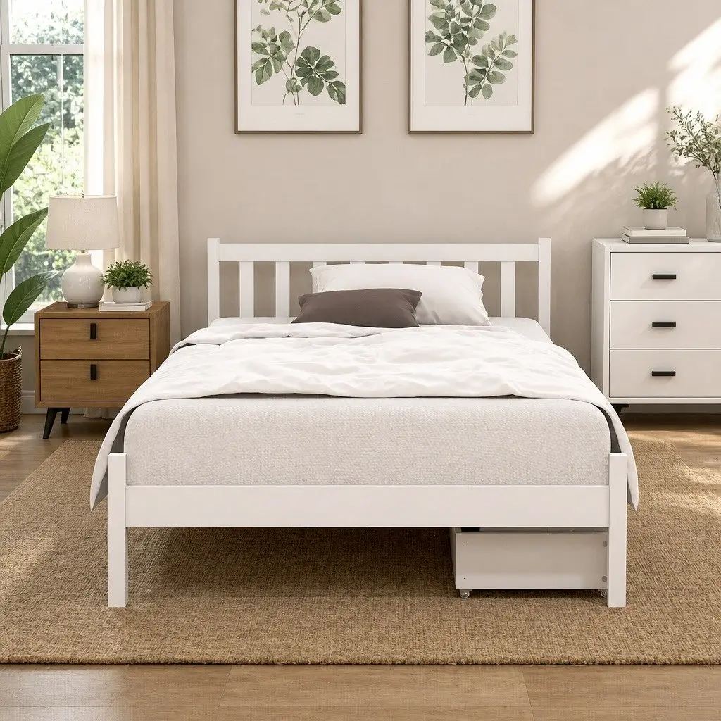 King Single Bed Frame with Drawers