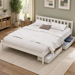 Specifications for Queen Size Wooden Bed Frame with 2 Drawers