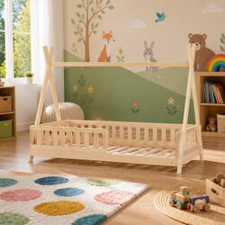 Kids House Bed Frame Single Wooden Pine Slat Bedroom Furniture Child Safe Design