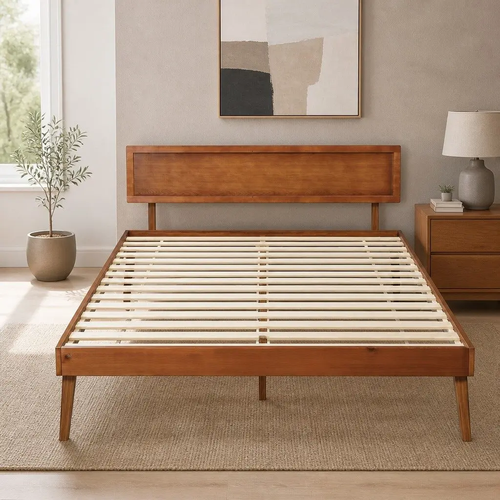 Queen Size Wooden Bed Frame in Walnut