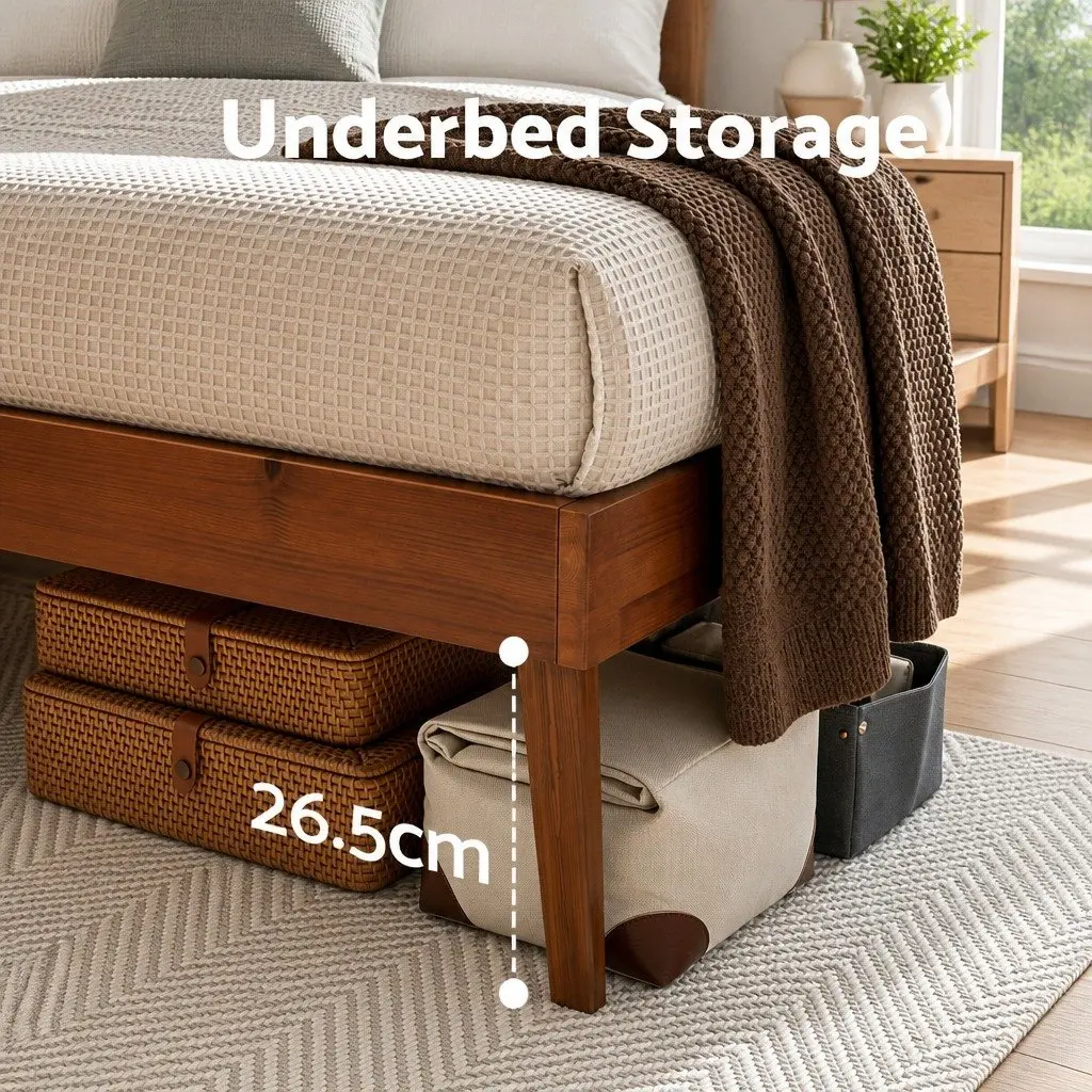 Queen Size Wooden Bed Frame in Walnut