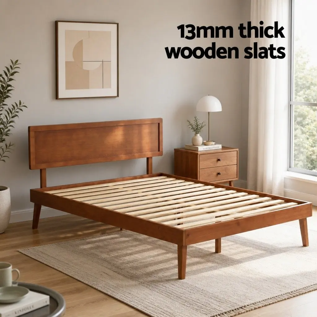 Queen Size Wooden Bed Frame in Walnut
