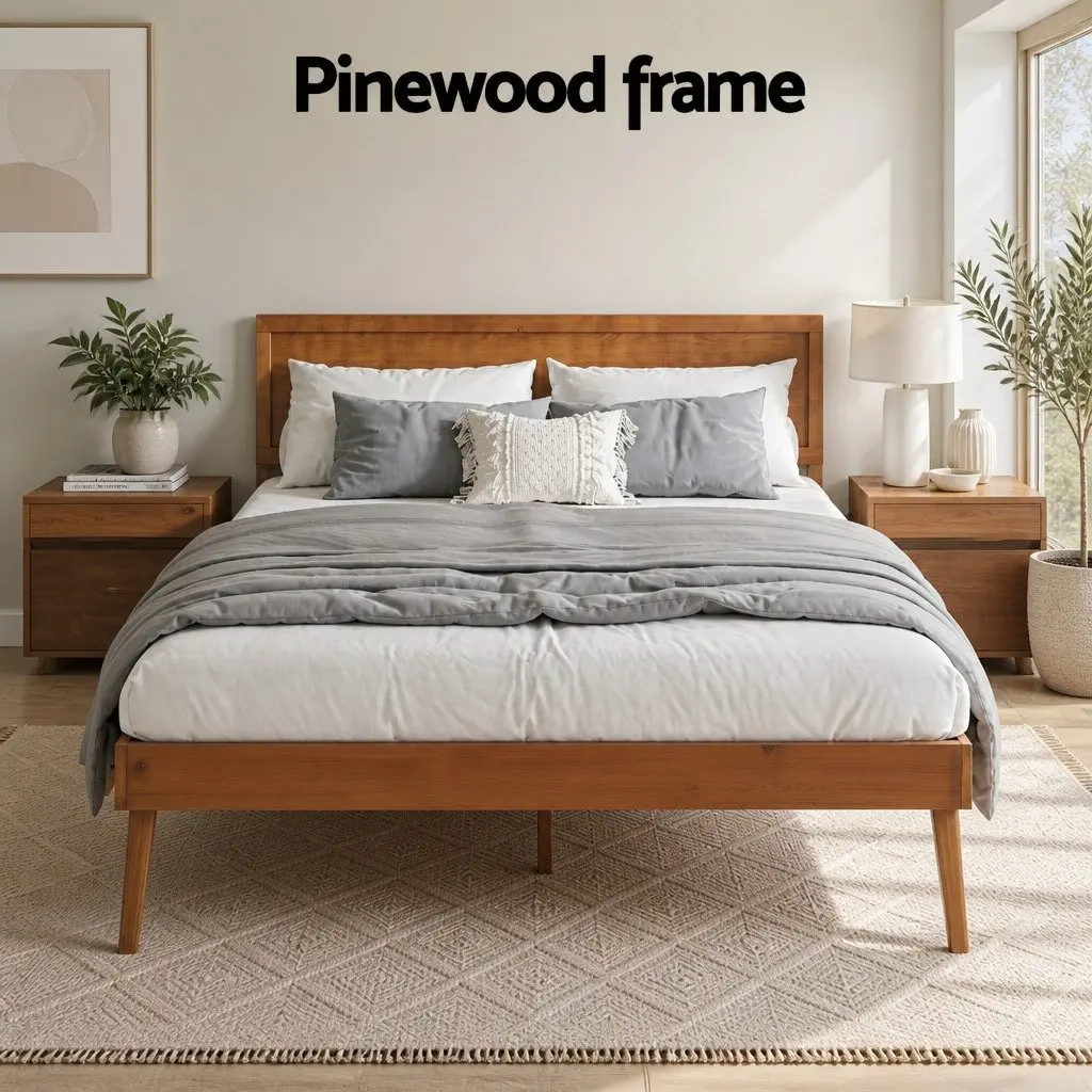 Queen Size Wooden Bed Frame in Walnut