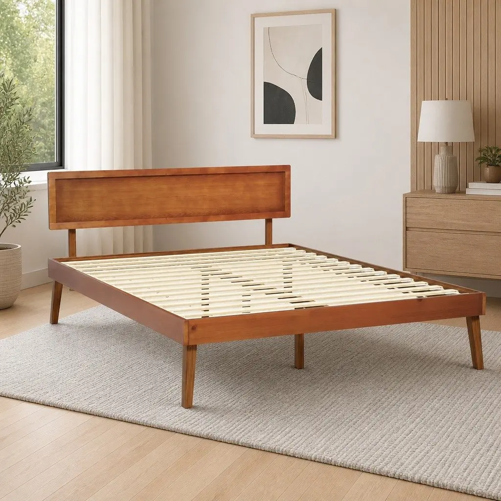 Queen Size Wooden Bed Frame in Walnut