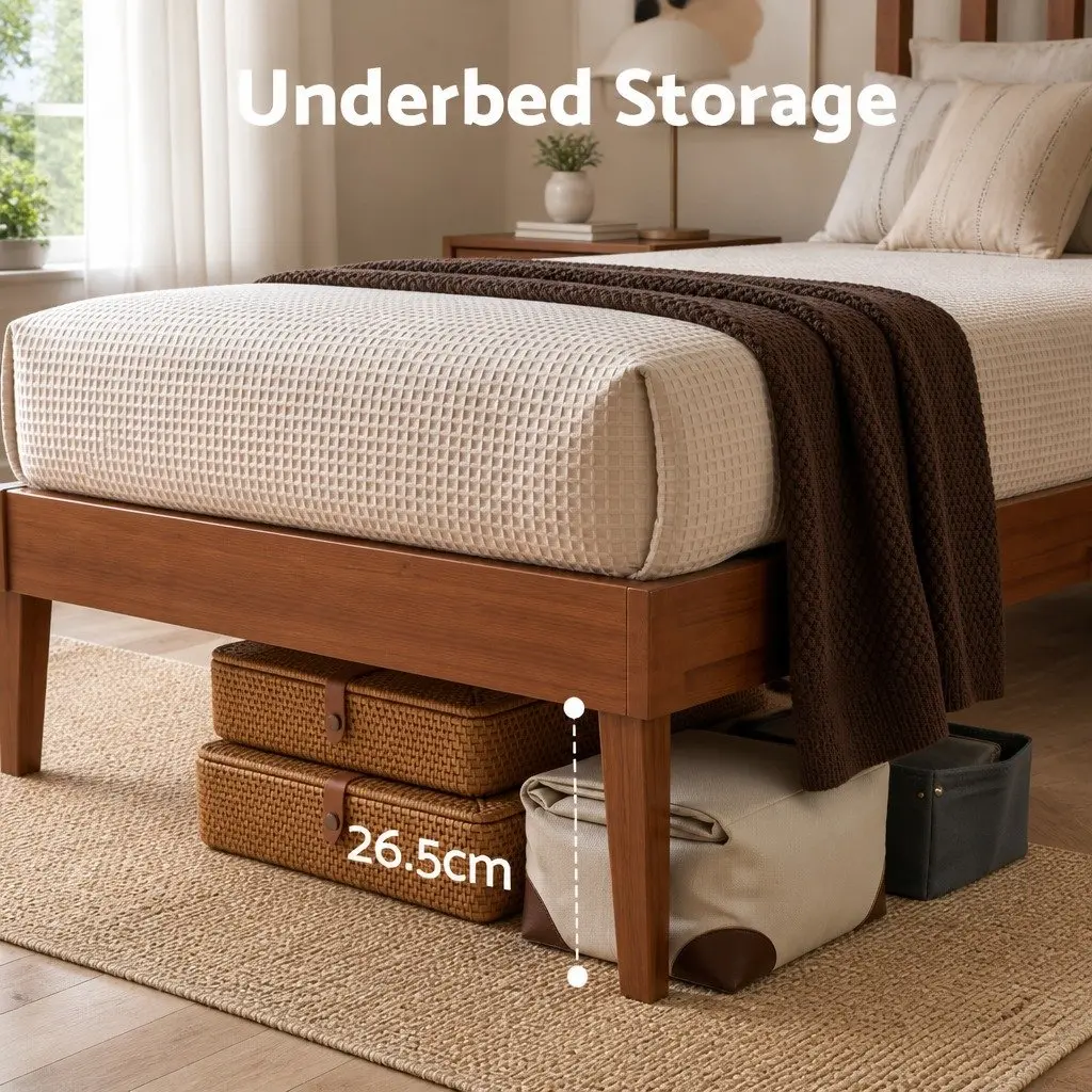 Single Bed Frame Wooden Slat Base Walnut Colour Modern Bedroom Furniture 195 x 100 x 87 cm