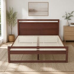Double Bed Frame Dimensions 198x149x93 cm in Walnut