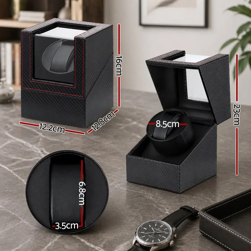 Watch Winder Box Automatic Single for Desktop 12.2 x 12.8 x 16 cm Black