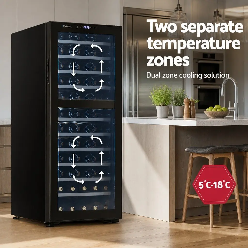 80-Bottle Wine Cooler with Dual Temperature Zones