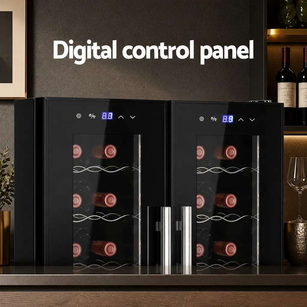 Wine Fridge Cooler Dual Zone for Home and Commercial Use 24 Bottles Black