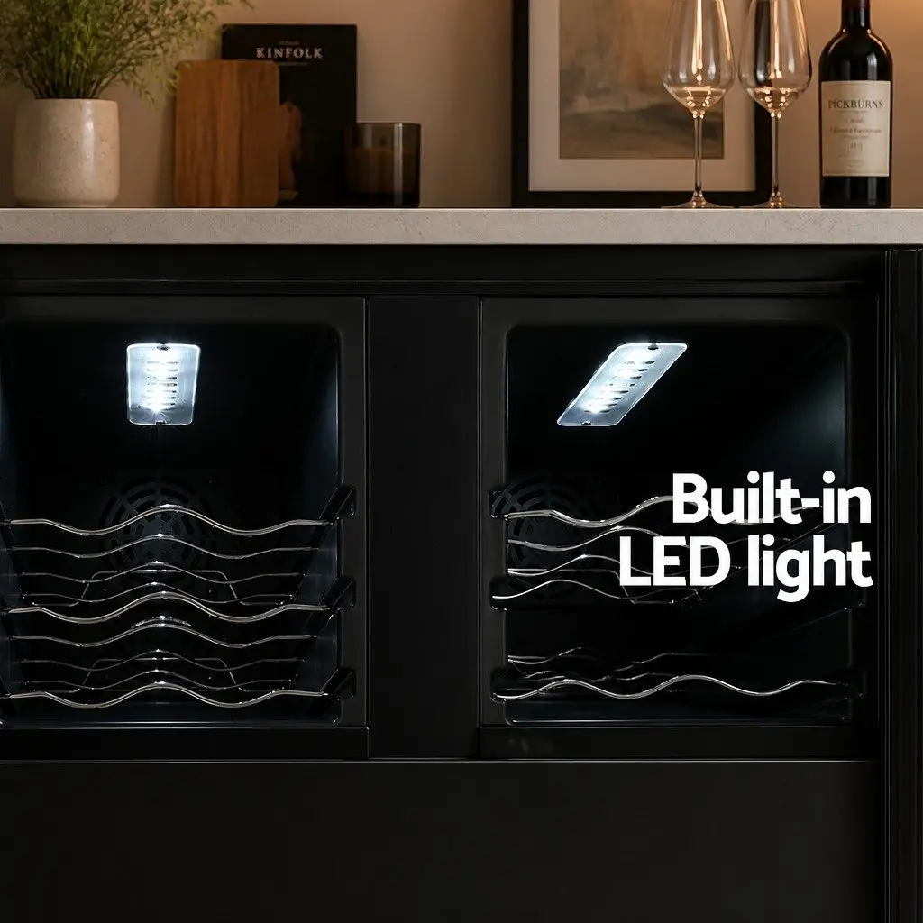 Wine Fridge Cooler Dual Zone for Home and Commercial Use 24 Bottles Black