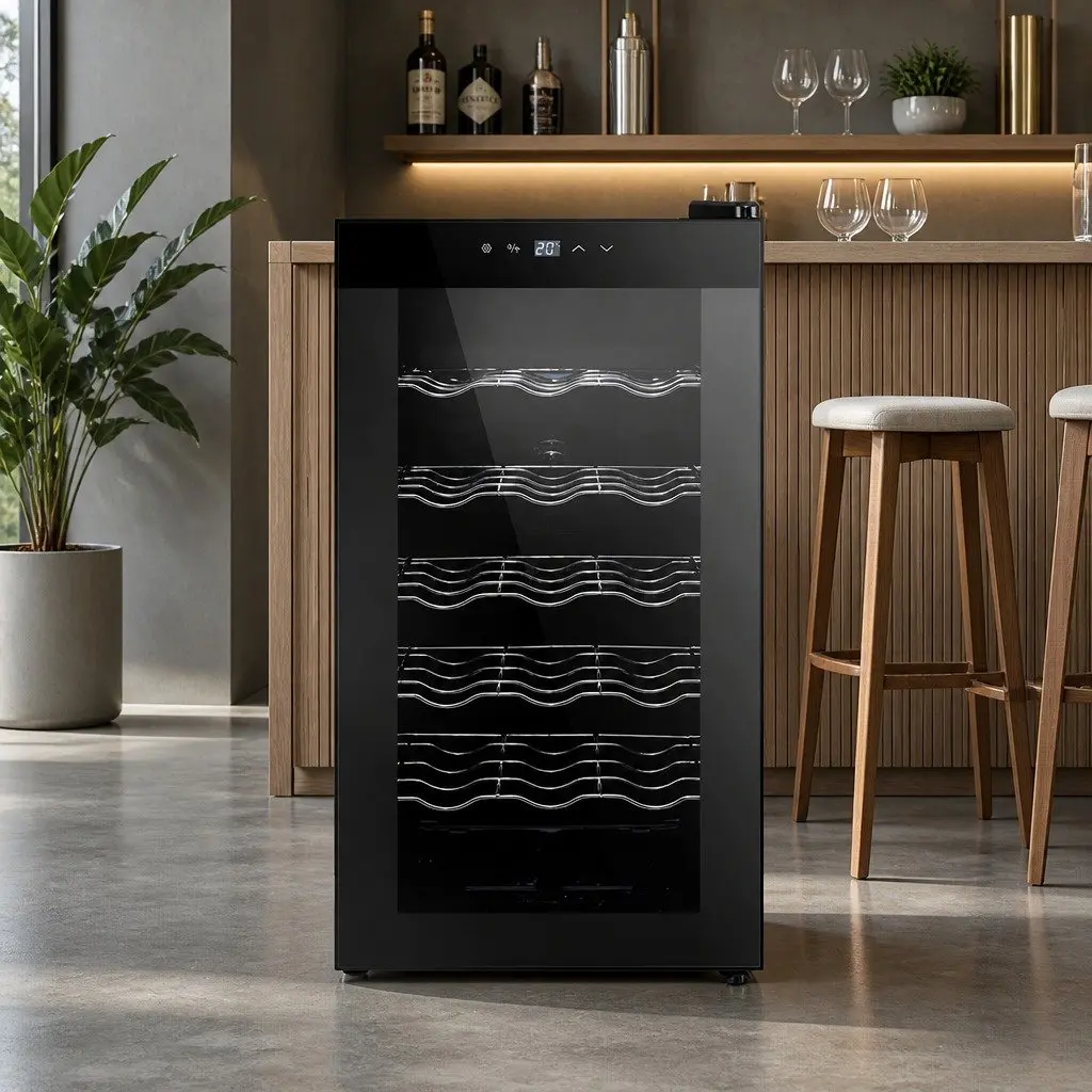 Wine Fridge Cooler 18 Bottle Capacity Black Thermoelectric Touch Control LED