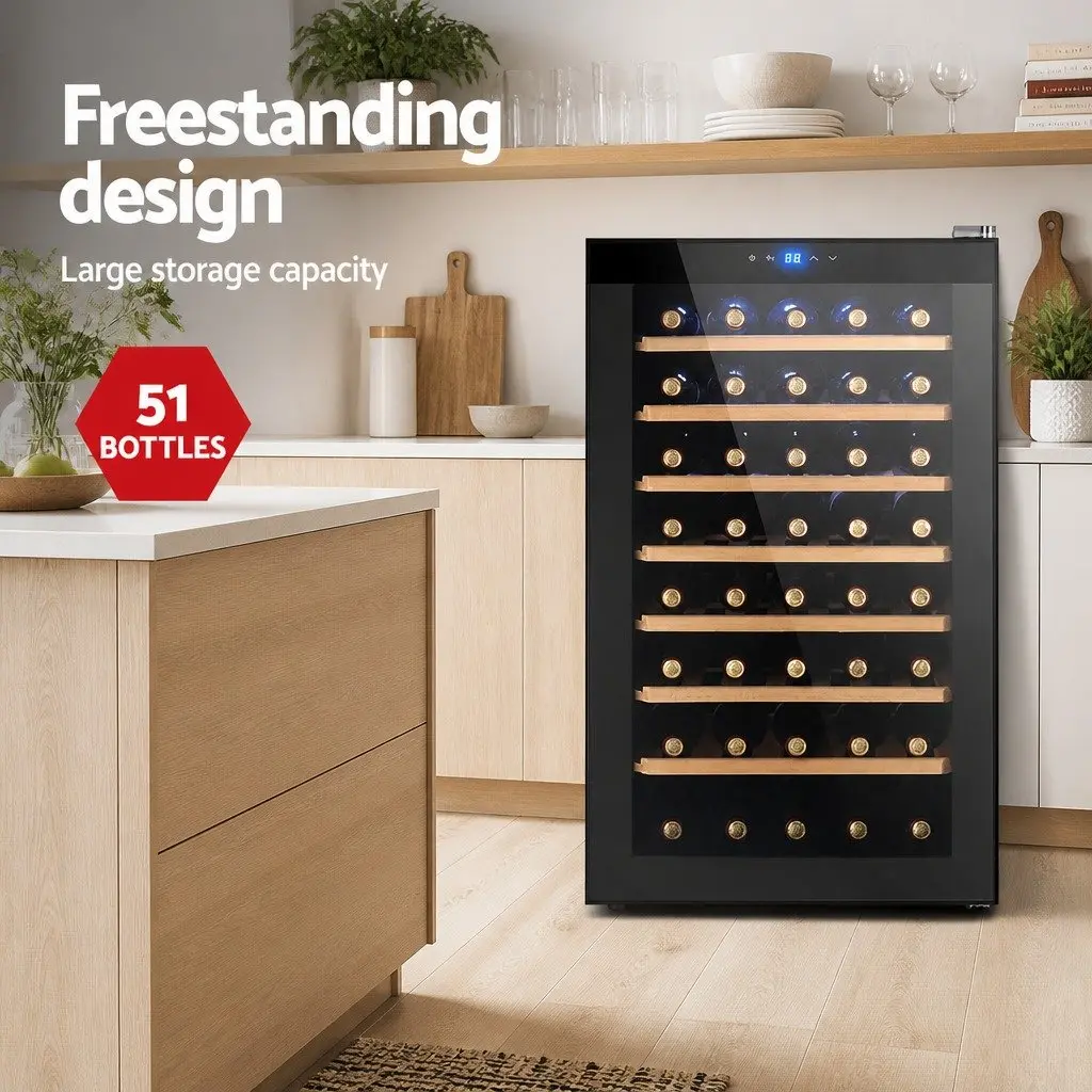 Wine Fridge Cooler for Home Use 51 Bottles Black