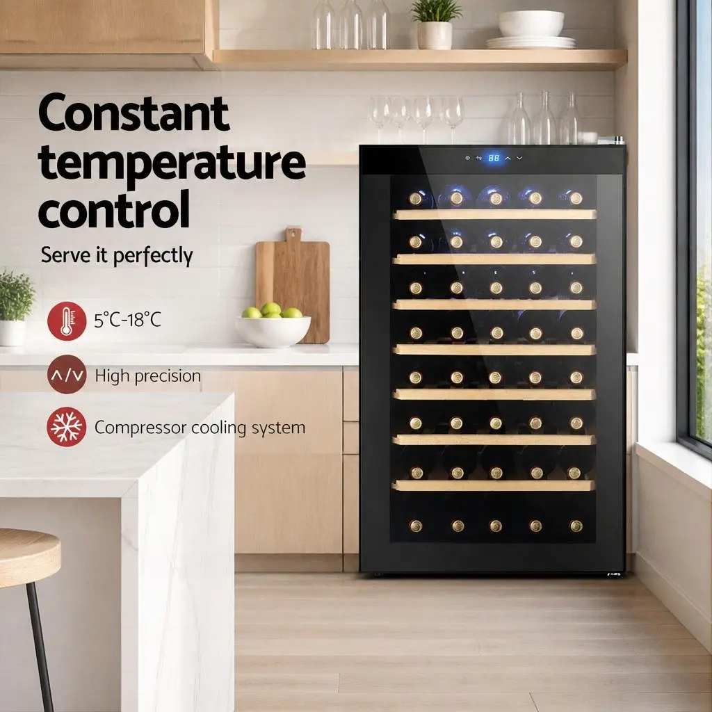 Wine Fridge Cooler for Home Use 51 Bottles Black