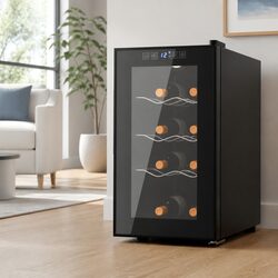 8-Bottle Black Wine Cooler with Thermoelectric System