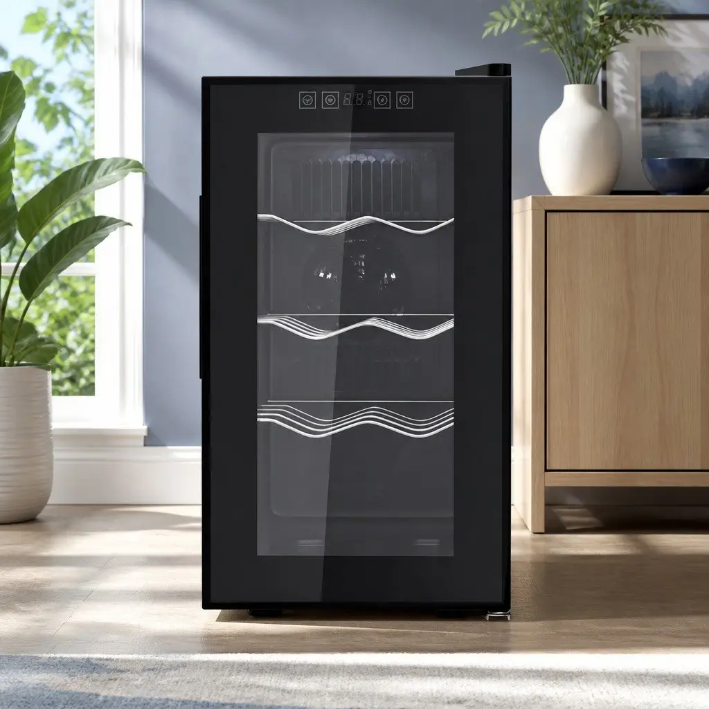 8-Bottle Black Wine Cooler with Thermoelectric System