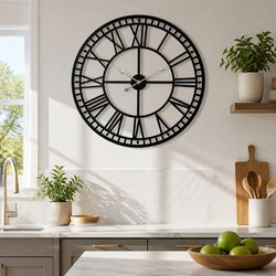 60cm Black Metal Wall Clock with Easy-to-Read Numerals