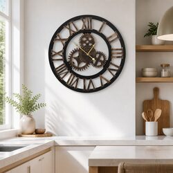 80cm Steampunk Wall Clock with 3D Roman Numerals