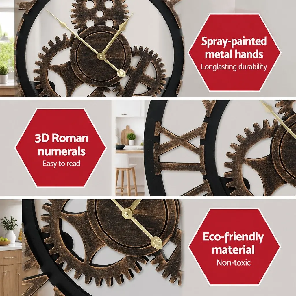 80cm Steampunk Wall Clock with 3D Roman Numerals