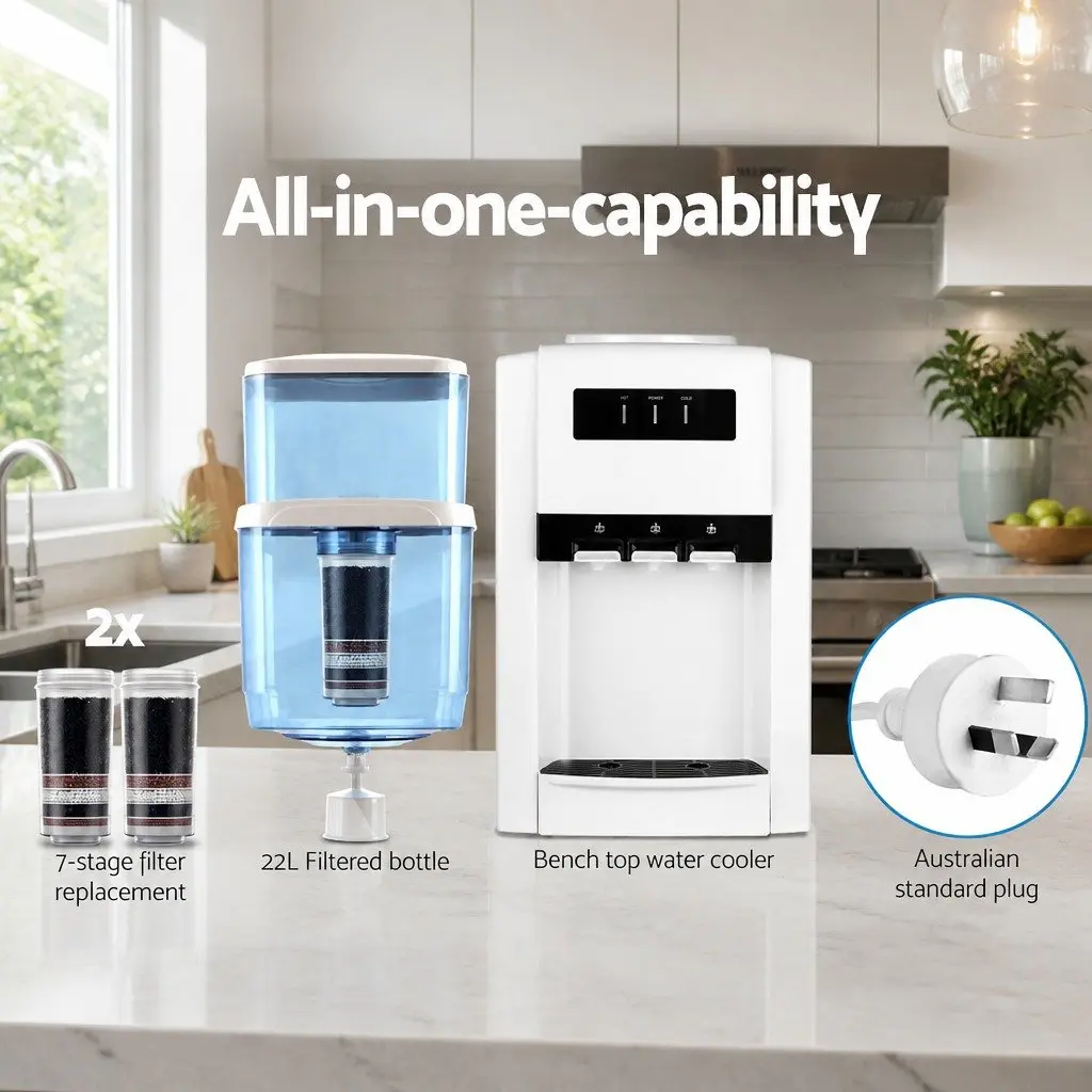 Water Cooler Dispenser Benchtop 22L Filtered Drinking Container Cold Hot Room