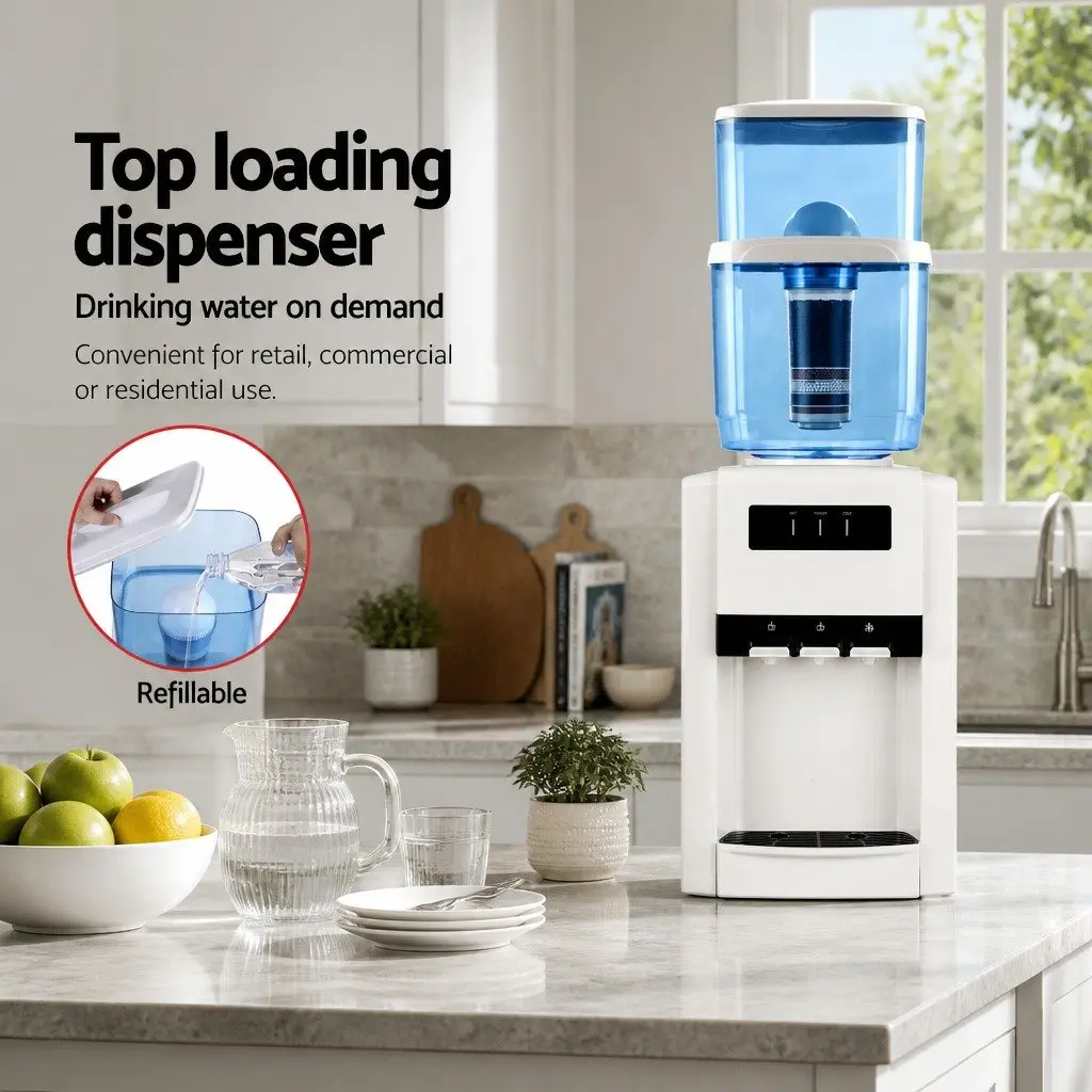 Water Cooler Dispenser Benchtop 22L Filtered Drinking Container Cold Hot Room