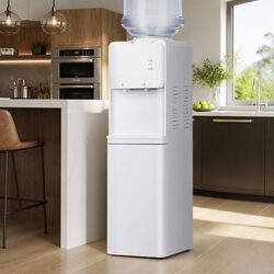 Water Cooler Dispenser Stand Top Loading Hot Cold Dual Taps White