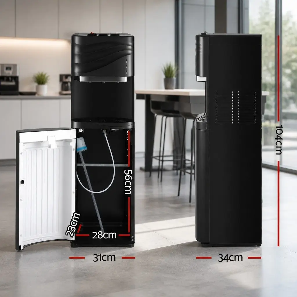 Bottom Load Water Dispenser Black Electronic for Kitchen Hot Cold Warm Water