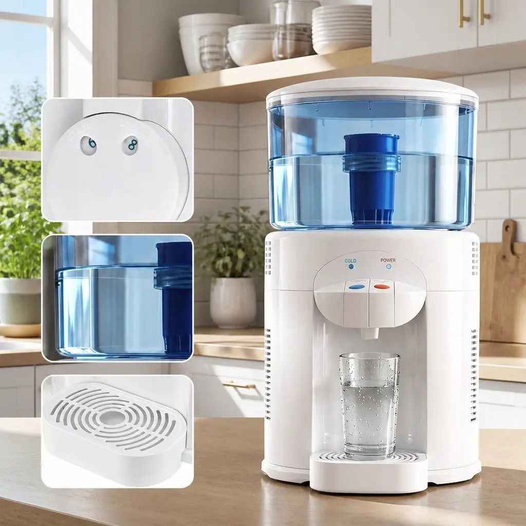 Benchtop Water Cooler Dispenser 5L Dual Tap Room Temperature Cold Water Purifier