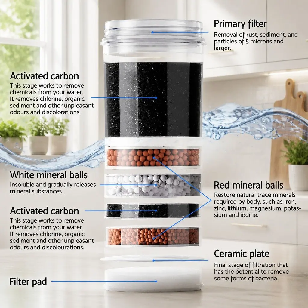 Water Cooler Dispenser Kitchen Bench Top 22L Black Blue Filtration