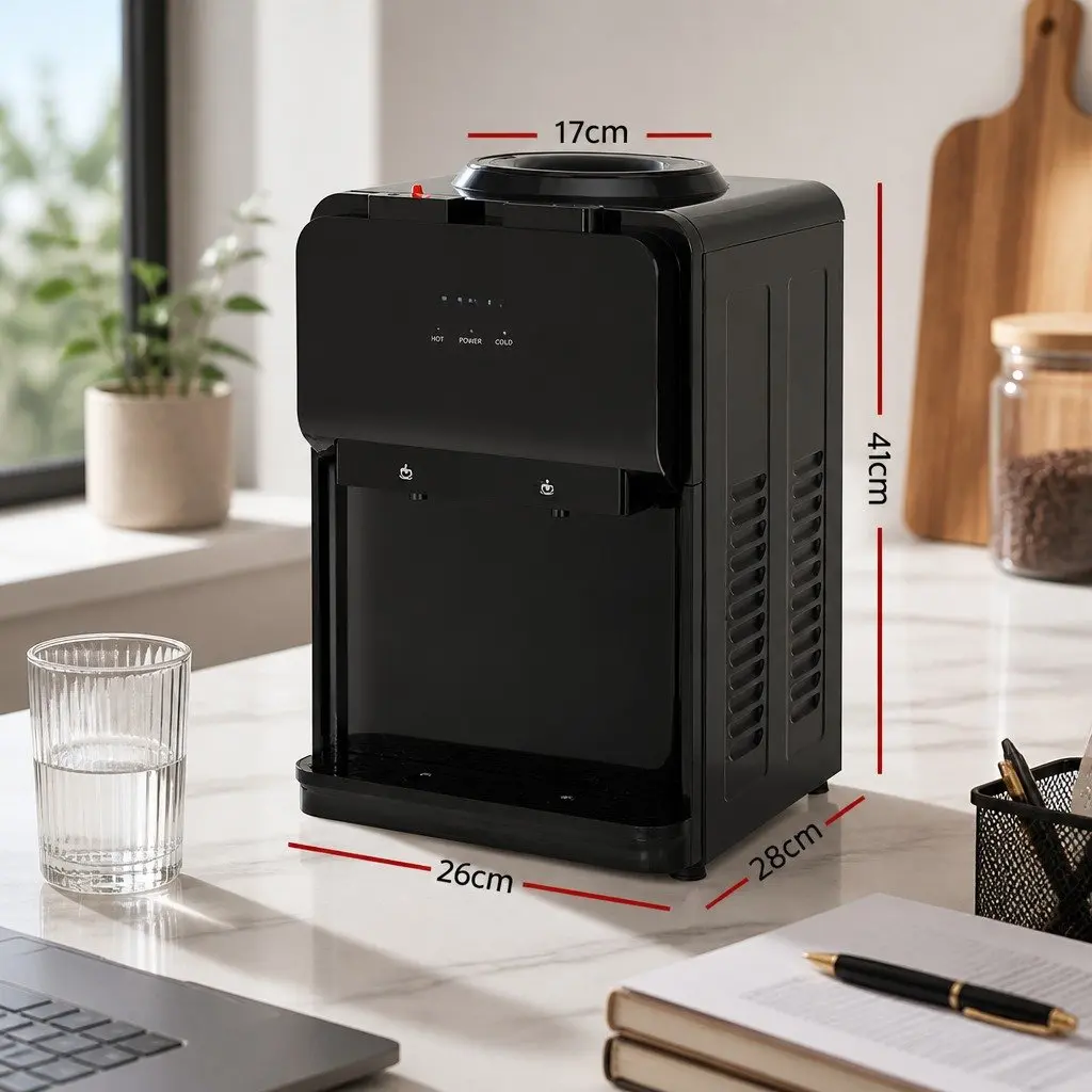 Water Cooler Dispenser Bench Top Black Hot Cold Dual Tap Desktop Kitchen