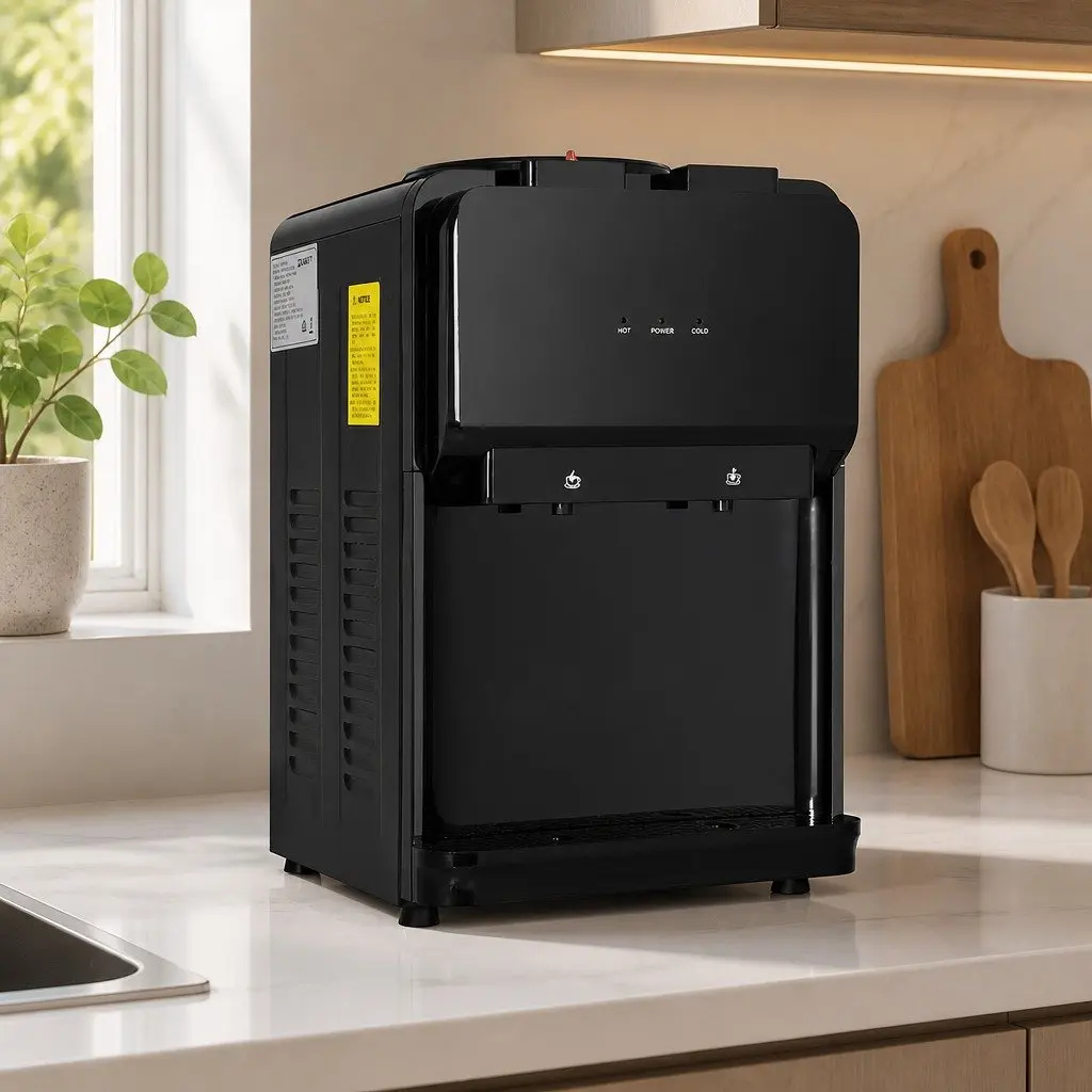Water Cooler Dispenser Bench Top Black Hot Cold Dual Tap Desktop Kitchen