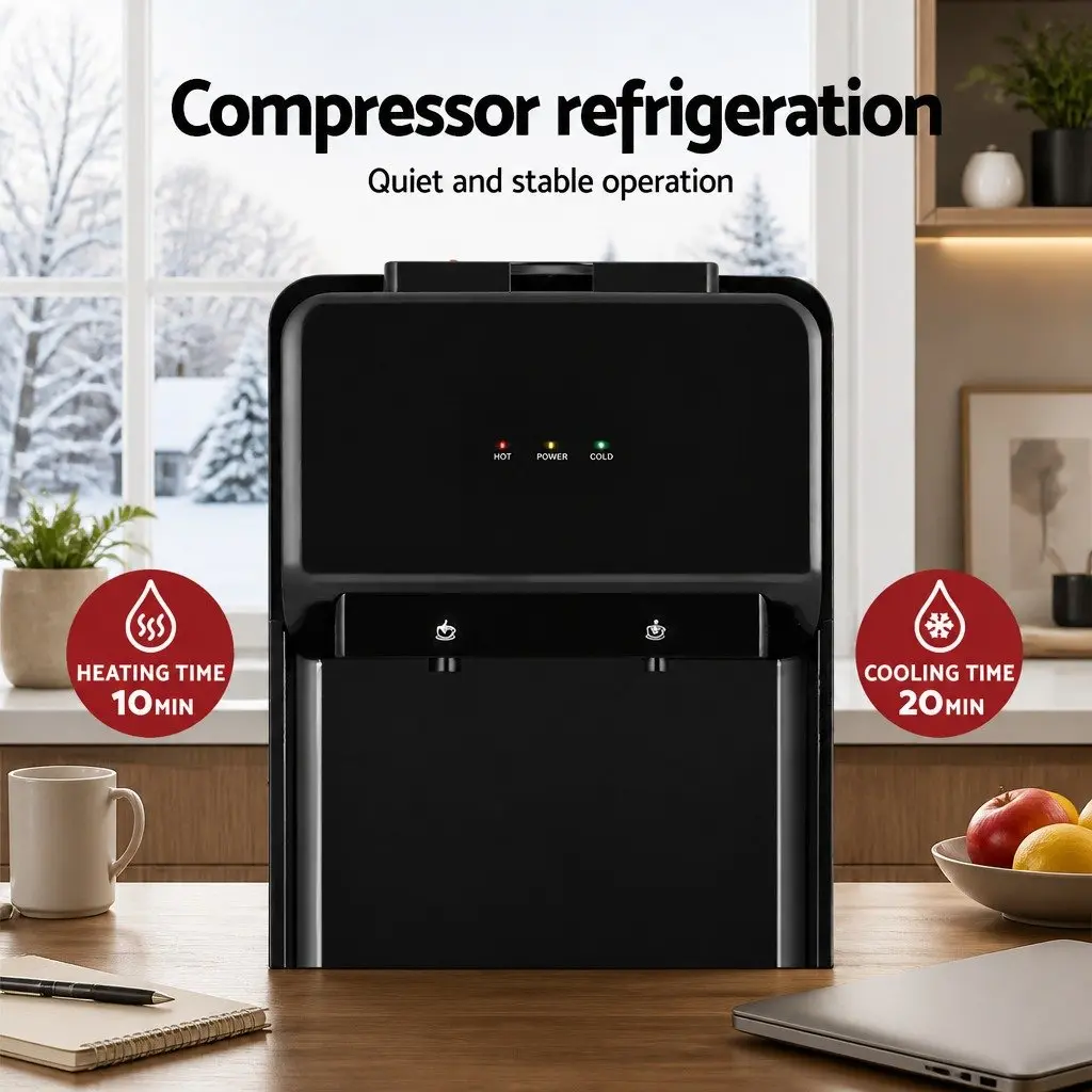 Water Cooler Dispenser Bench Top Black Hot Cold Dual Tap Desktop Kitchen