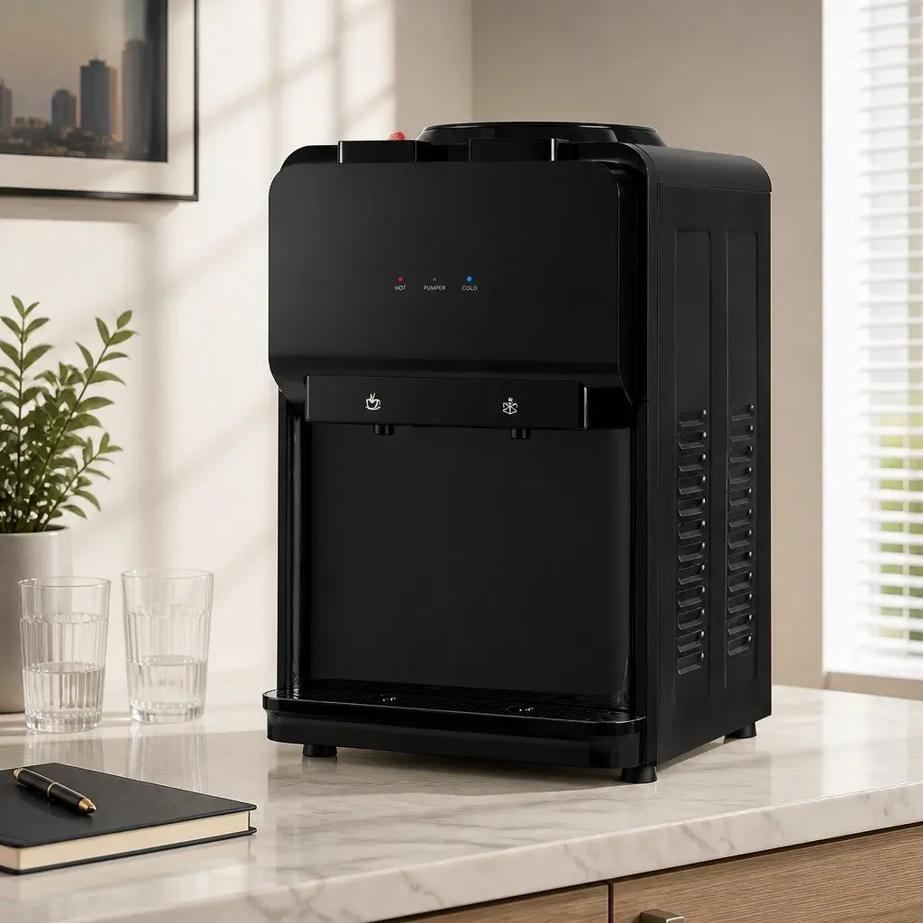 Water Cooler Dispenser Bench Top Black Hot Cold Dual Tap Desktop Kitchen