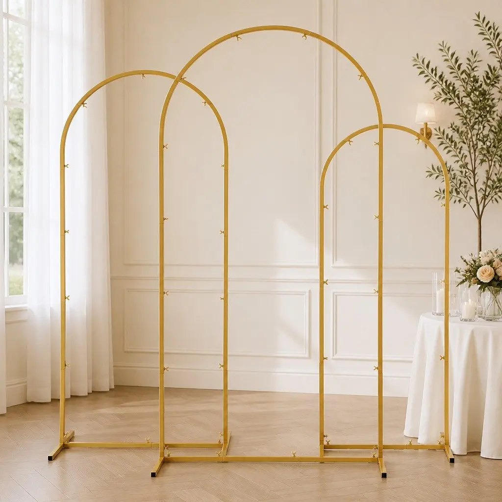 3-Piece Gold Wedding Arch Stand Set