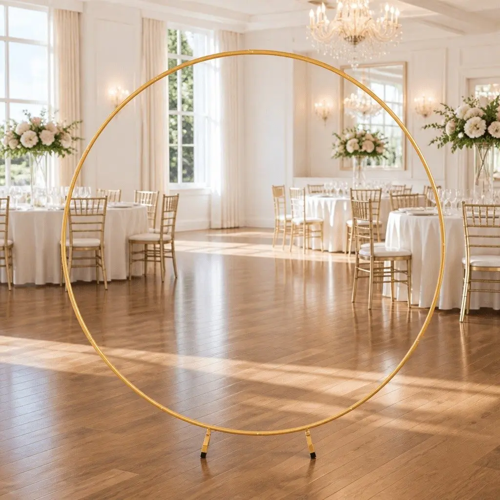 2M Round Backdrop Stand Wedding Party Flower Balloon Display Decor Metal Frame
