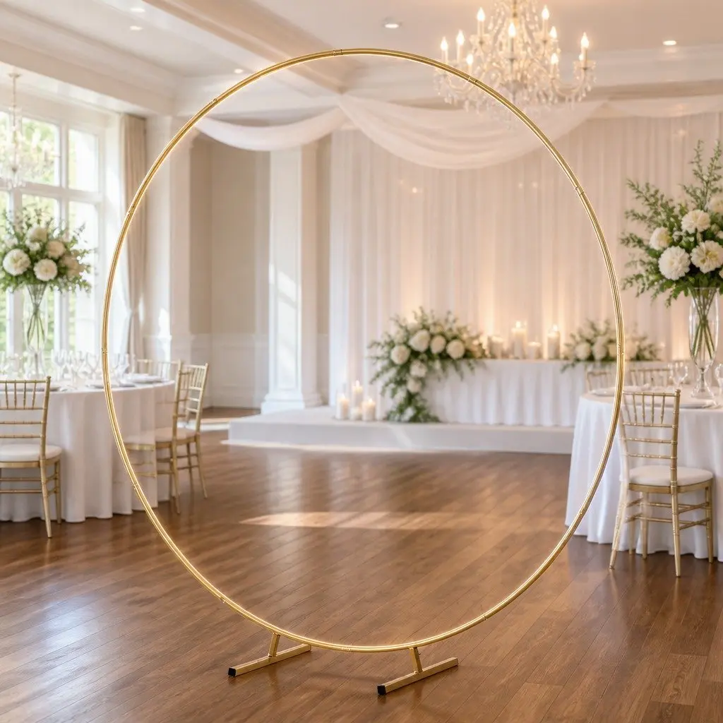 2M Round Backdrop Stand Wedding Party Flower Balloon Display Decor Metal Frame