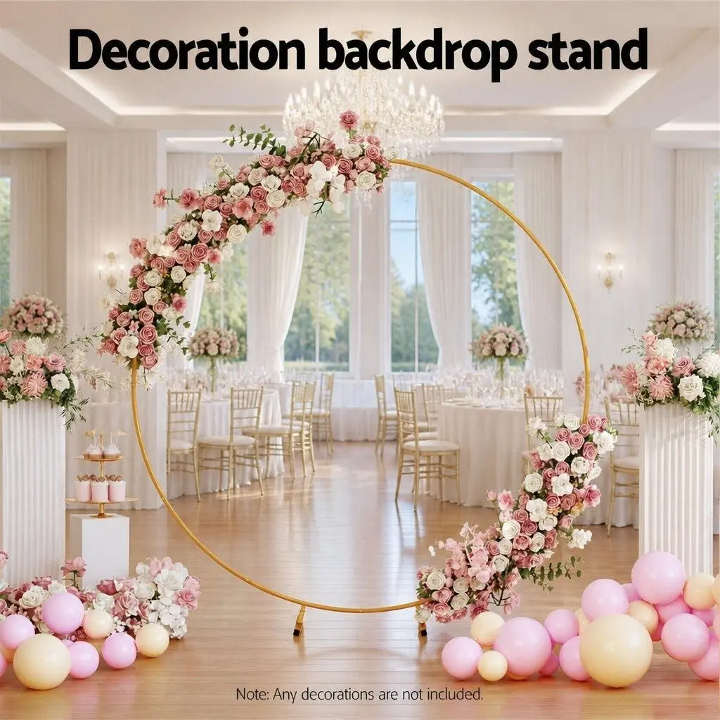 2M Round Backdrop Stand Wedding Party Flower Balloon Display Decor Metal Frame