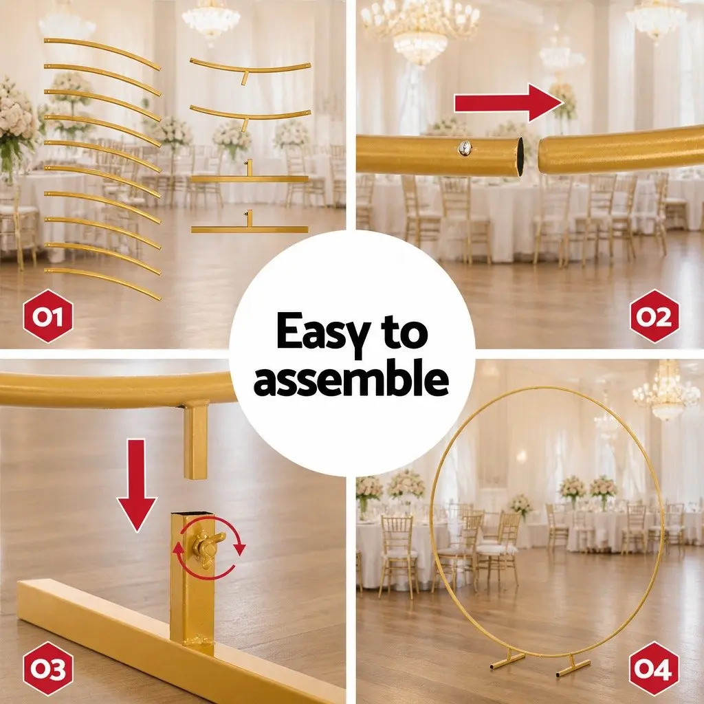 2M Round Backdrop Stand Wedding Party Flower Balloon Display Decor Metal Frame