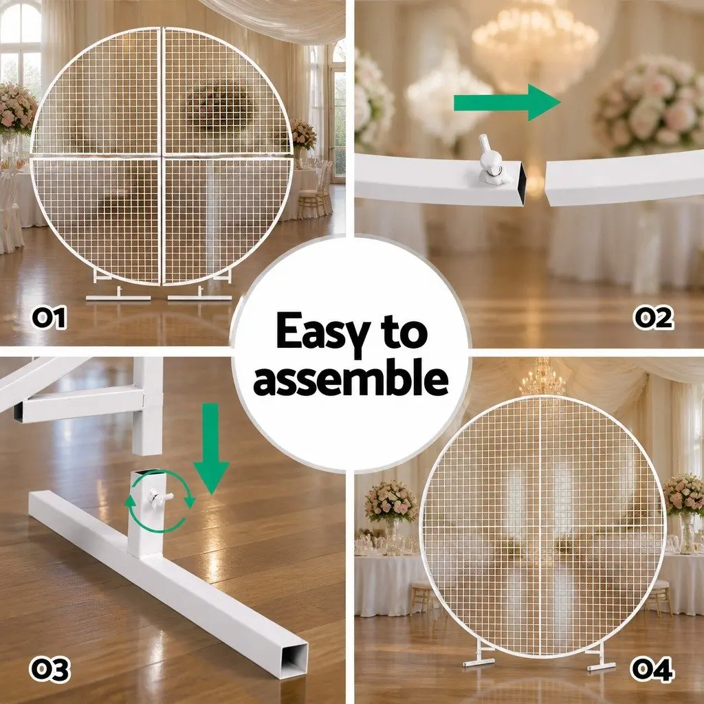 Round Backdrop Stand 2M Wedding Party Decoration Display Metal Frame Easy
