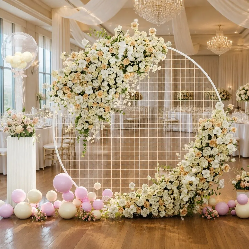 Round Backdrop Stand 2M Wedding Party Decoration Display Metal Frame Easy