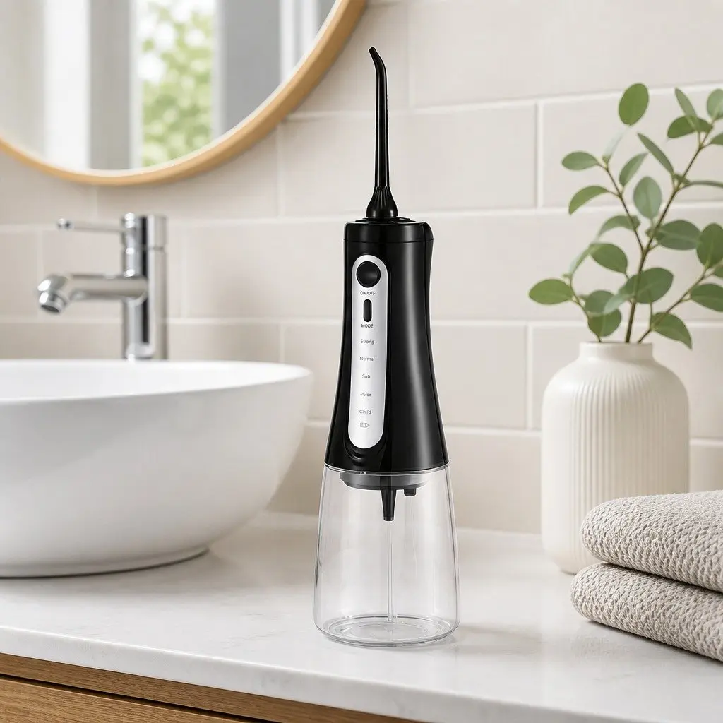 Cordless Water Flosser Oral Irrigator Teeth Cleaner 5 Modes 350ml Tank Black