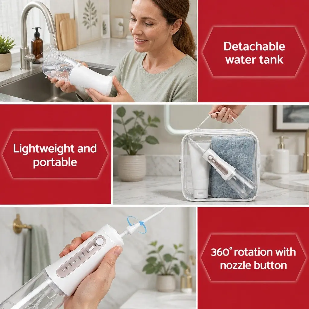Cordless Water Flosser Oral Irrigator Rechargeable Teeth Cleaner 350ml Tank