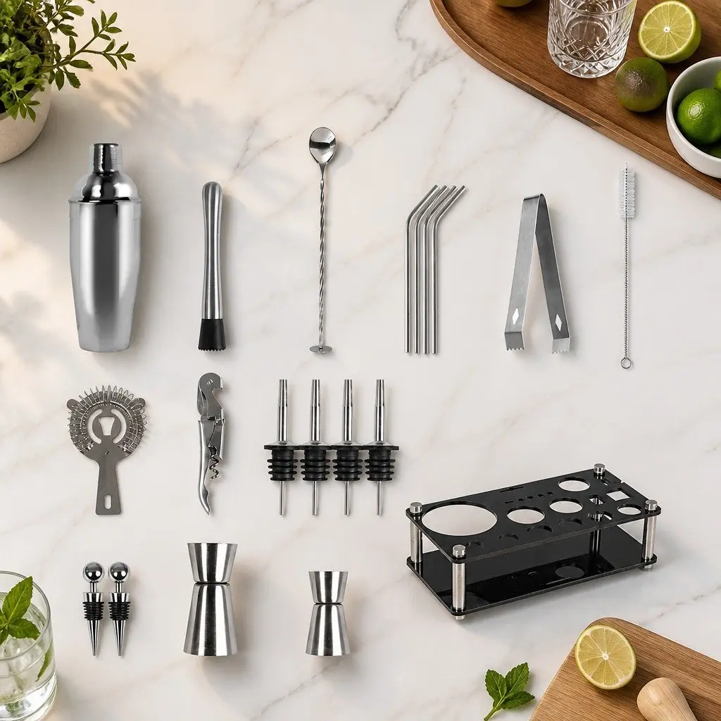 Cocktail Shaker Set 20-Piece Bartending Kit 750ml Mixer Professional Home Bar