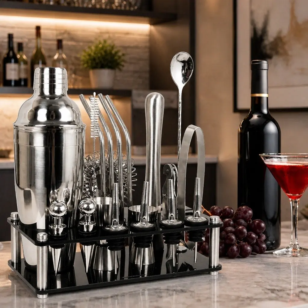 Cocktail Shaker Set 20-Piece Bartending Kit 750ml Mixer Professional Home Bar