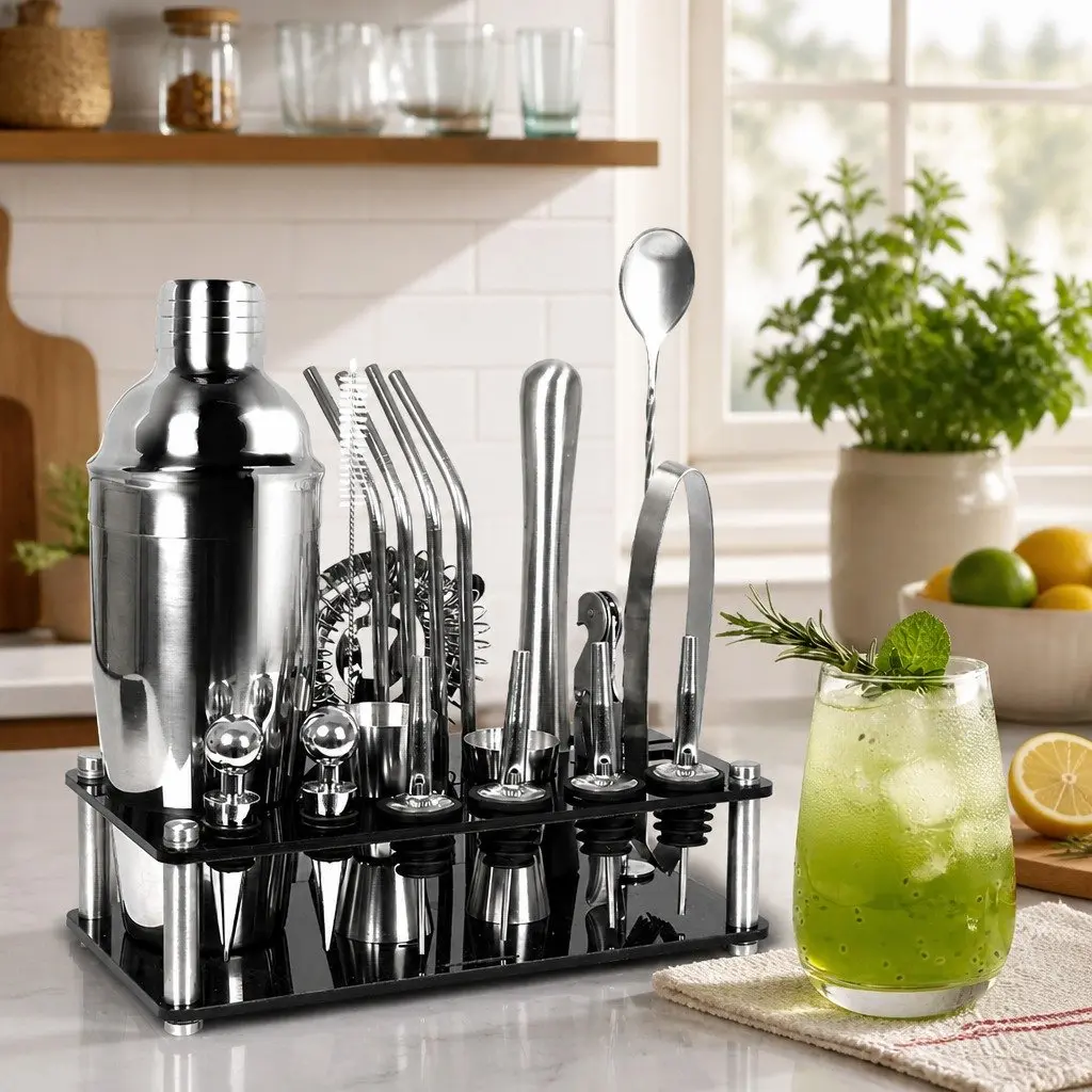 Cocktail Shaker Set 20-Piece Bartending Kit 750ml Mixer Professional Home Bar